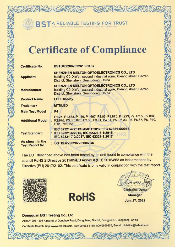 RoHS Certified Quality